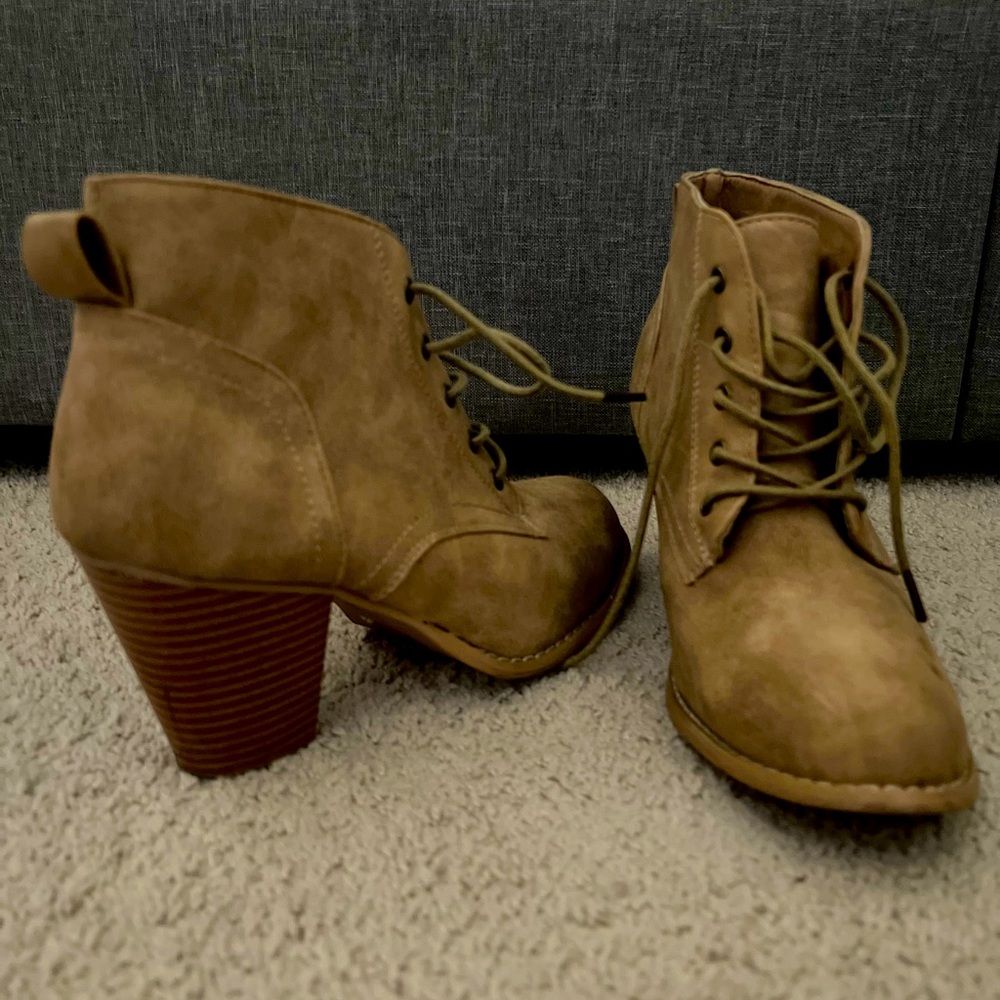 Suede lace up booties